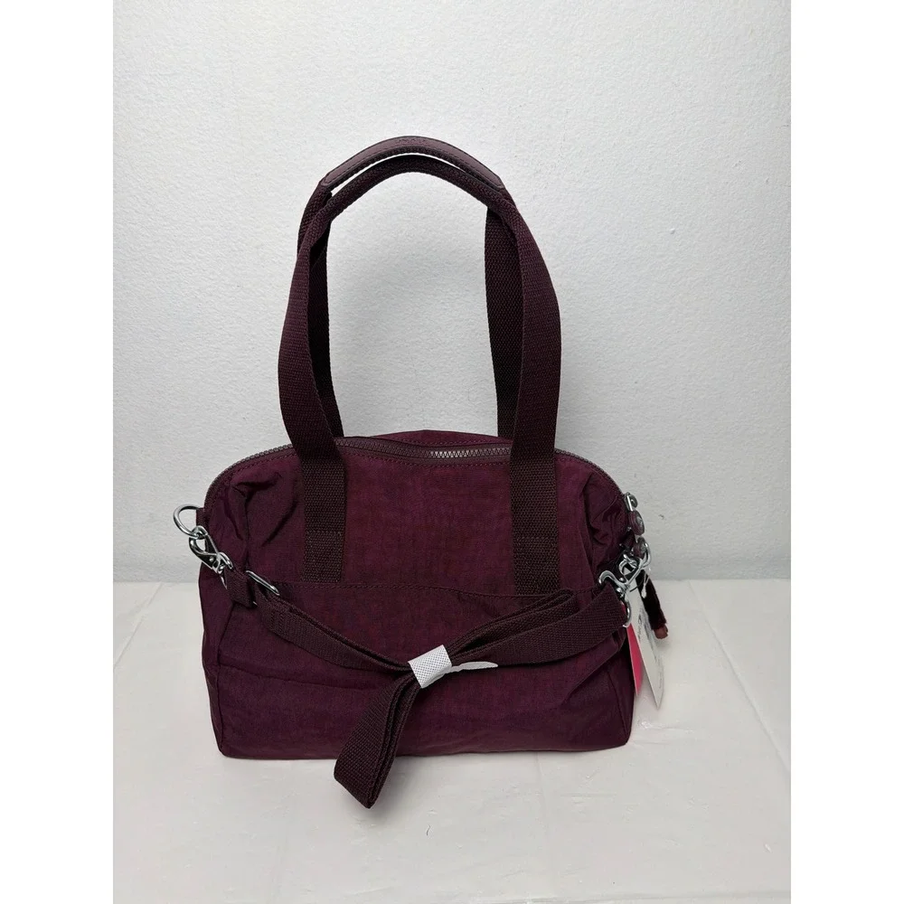 Kipling Klara Satchel Crossbody Bag Dark Plum Tonal Nylon KIA414 New